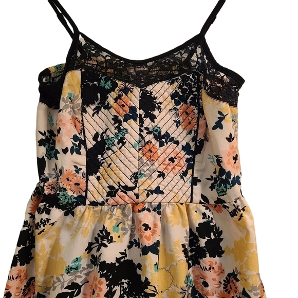 Band of gypsies whimsigoth white black floral spaghetti strap lace midi dress - Picture 3 of 8